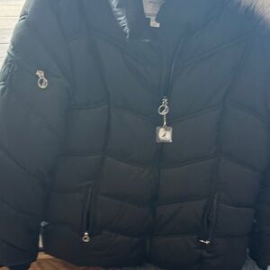 Nautica Black Quilted Puffer Jacket with Silver Hardware